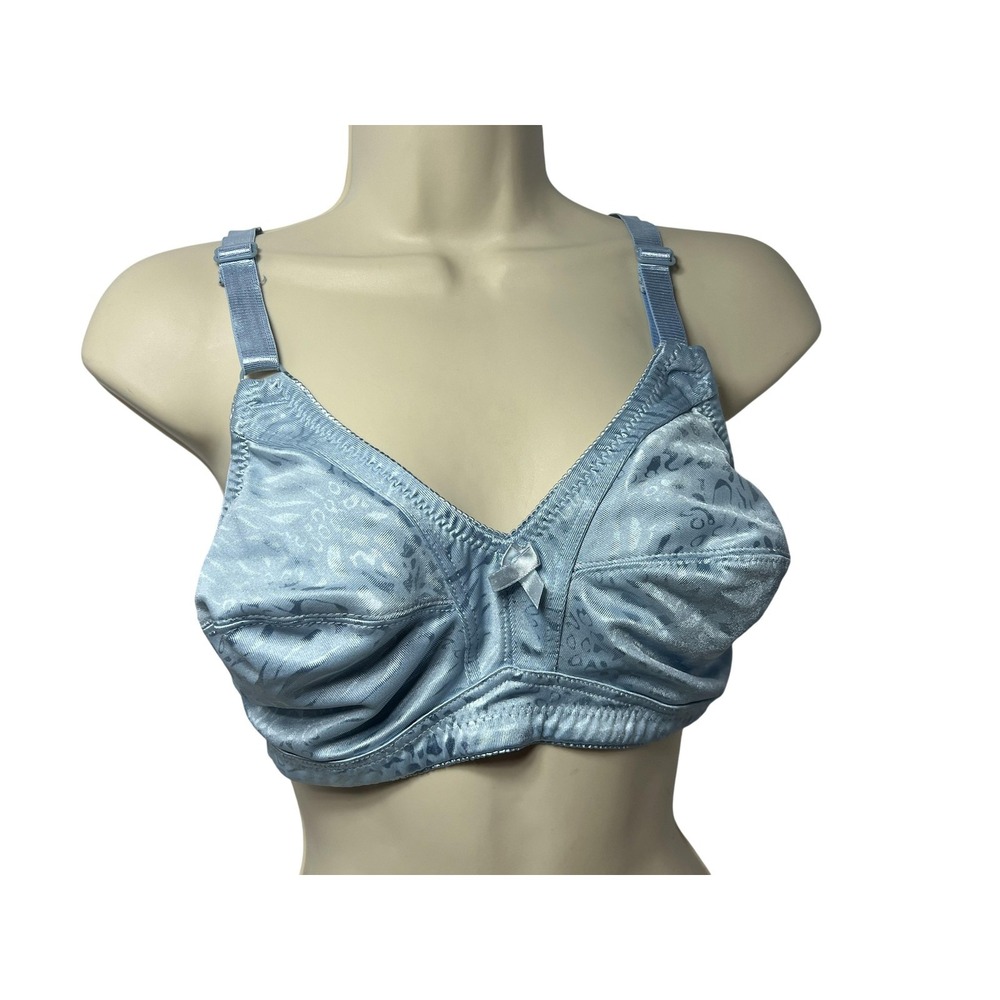 SPADE Bra Womens 42C Blue Satin Minimizer Wireless Full Coverage Animal Print